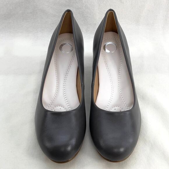 Journee Collection Luu Faux Leather Low Block Heel Pumps-Gray-Women Size 10-NEW - Picture 4 of 11